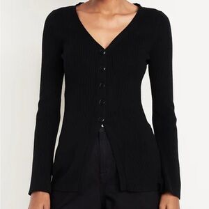 V-neck button down cardigan sweater